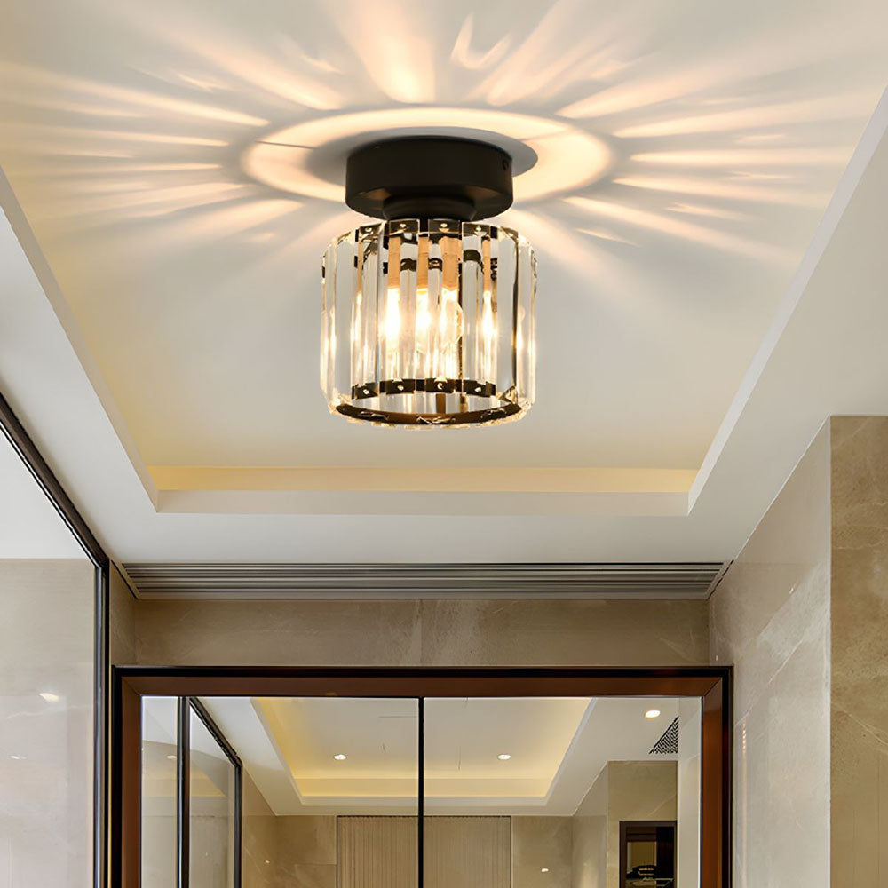 glass hallway ceiling light, crystal ceiling lamp, modern hallway lighting, black and gold ceiling light, flush mount ceiling light, E26 E27 ceiling light, hallway light fixture, entrance ceiling lamp, elegant hallway lighting, iron crystal ceiling light, CE certified light fixture, UL approved ceiling lamp, 220V hallway light, contemporary hallway lighting, small ceiling light for hallway