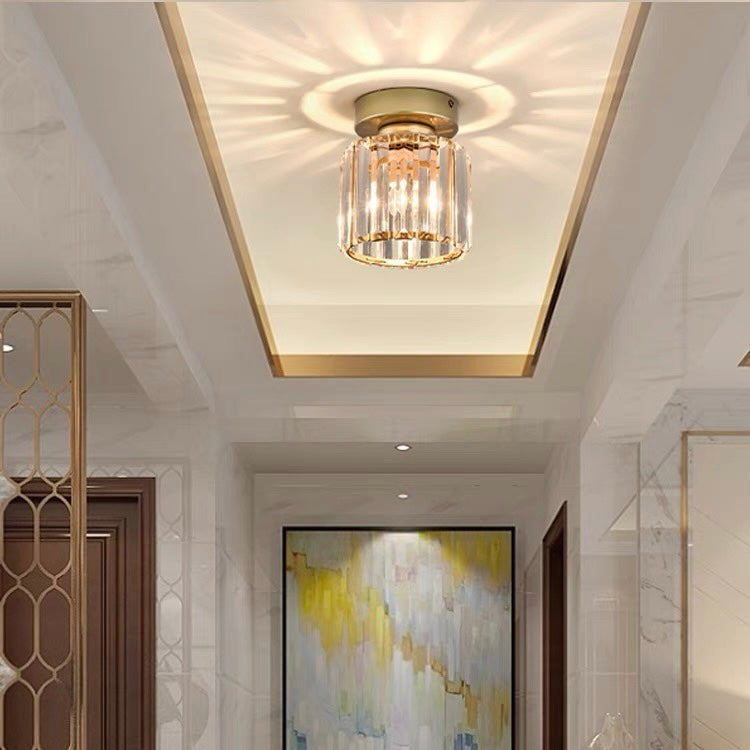 glass hallway ceiling light, crystal ceiling lamp, modern hallway lighting, black and gold ceiling light, flush mount ceiling light, E26 E27 ceiling light, hallway light fixture, entrance ceiling lamp, elegant hallway lighting, iron crystal ceiling light, CE certified light fixture, UL approved ceiling lamp, 220V hallway light, contemporary hallway lighting, small ceiling light for hallway