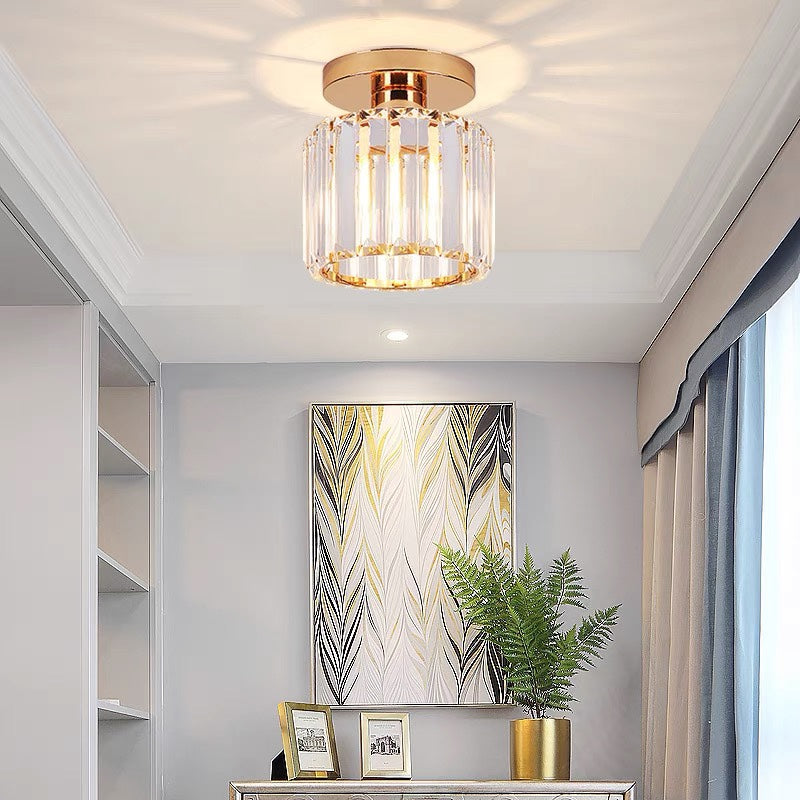 glass hallway ceiling light, crystal ceiling lamp, modern hallway lighting, black and gold ceiling light, flush mount ceiling light, E26 E27 ceiling light, hallway light fixture, entrance ceiling lamp, elegant hallway lighting, iron crystal ceiling light, CE certified light fixture, UL approved ceiling lamp, 220V hallway light, contemporary hallway lighting, small ceiling light for hallway