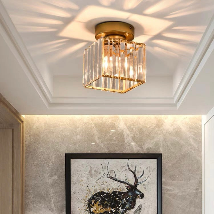 glass hallway ceiling light, crystal ceiling lamp, modern hallway lighting, black and gold ceiling light, flush mount ceiling light, E26 E27 ceiling light, hallway light fixture, entrance ceiling lamp, elegant hallway lighting, iron crystal ceiling light, CE certified light fixture, UL approved ceiling lamp, 220V hallway light, contemporary hallway lighting, small ceiling light for hallway
