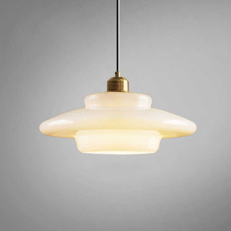 Mid Century Milk White Glass Pendant Hanging Light