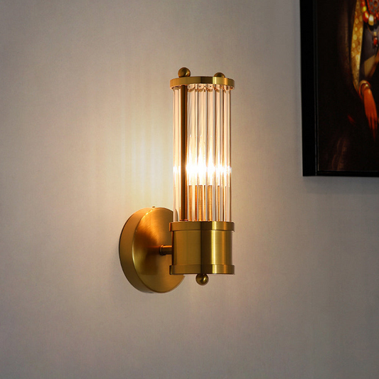 gold bathroom wall light, modern wall sconce, iron bathroom light, luxury wall light, E14 wall lamp, contemporary bathroom lighting, elegant wall sconce, hardwired wall light, glass wall light, modern gold sconce, minimalist bathroom light, decorative wall fixture, dry location wall lamp, metallic bathroom lighting, gold finish wall light