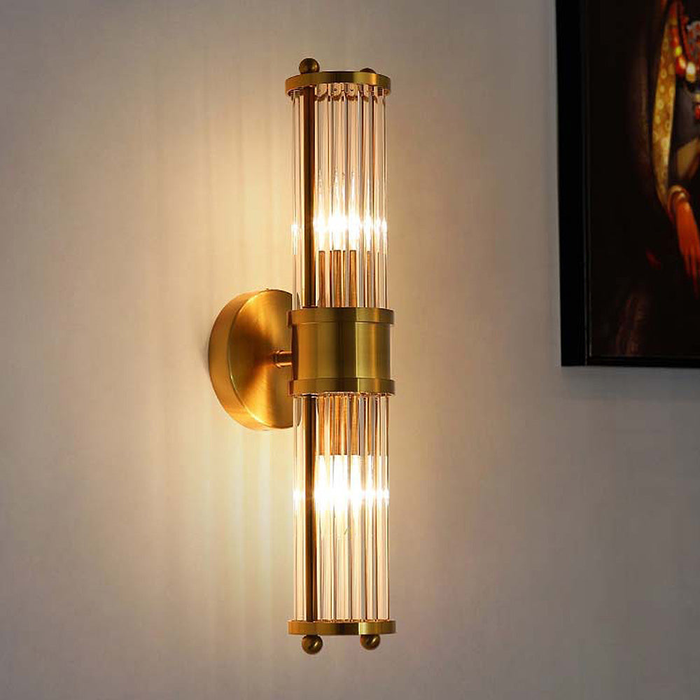 gold bathroom wall light, modern wall sconce, iron bathroom light, luxury wall light, E14 wall lamp, contemporary bathroom lighting, elegant wall sconce, hardwired wall light, glass wall light, modern gold sconce, minimalist bathroom light, decorative wall fixture, dry location wall lamp, metallic bathroom lighting, gold finish wall light