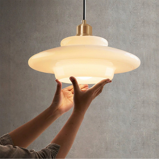 Mid Century Milk White Glass Pendant Hanging Light